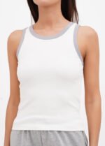 Топ жіночий110320054_біло-сірий - Зображення 3