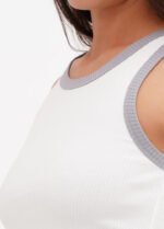 Топ жіночий110320054_біло-сірий - Зображення 4