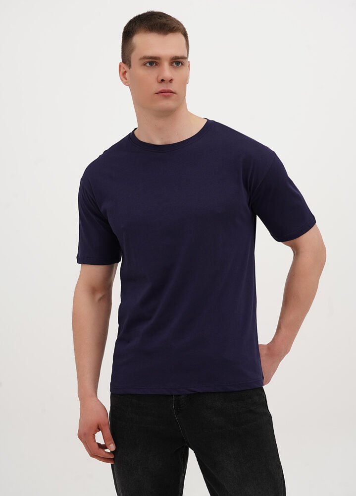 DSC00046 Футболка чоловіча базова 070130981ч_темно-синій - Зображення 1