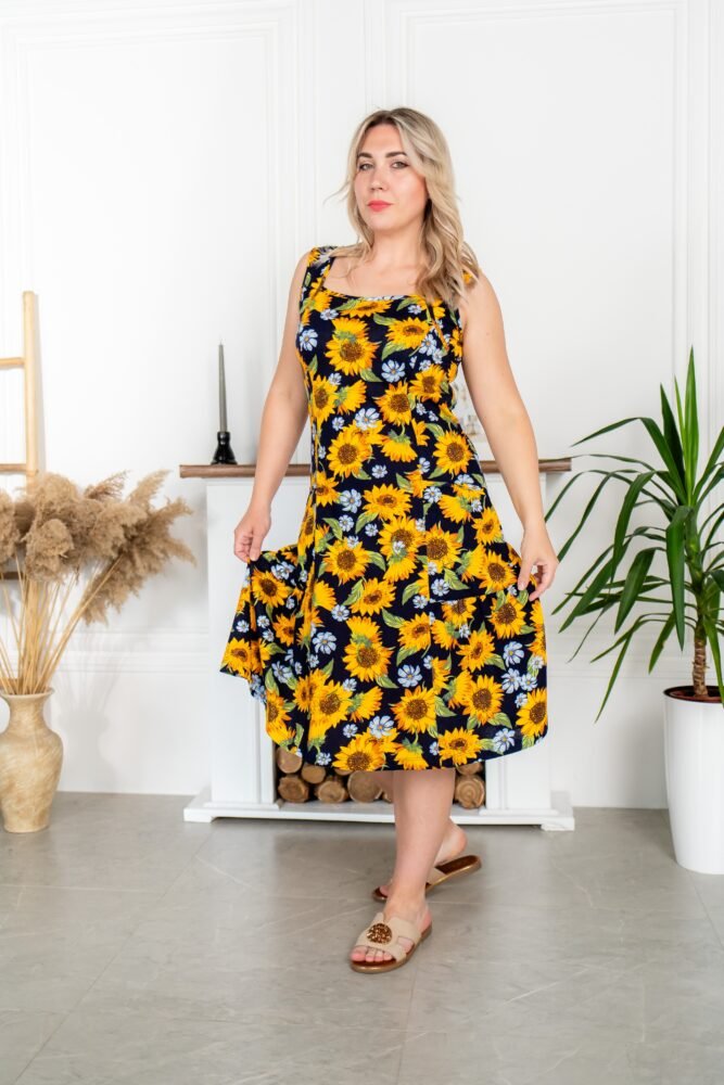 IMG-338 (1) Сарафан «Квіткова фея» 040120055_синьо-жовтий - Зображення 1