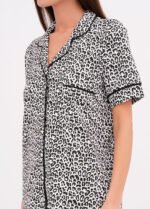 Нічна сорочка жіноча 020130090_біло-чорний - Зображення 3