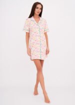 Нічна сорочка жіноча 020130090_рожеві квіти