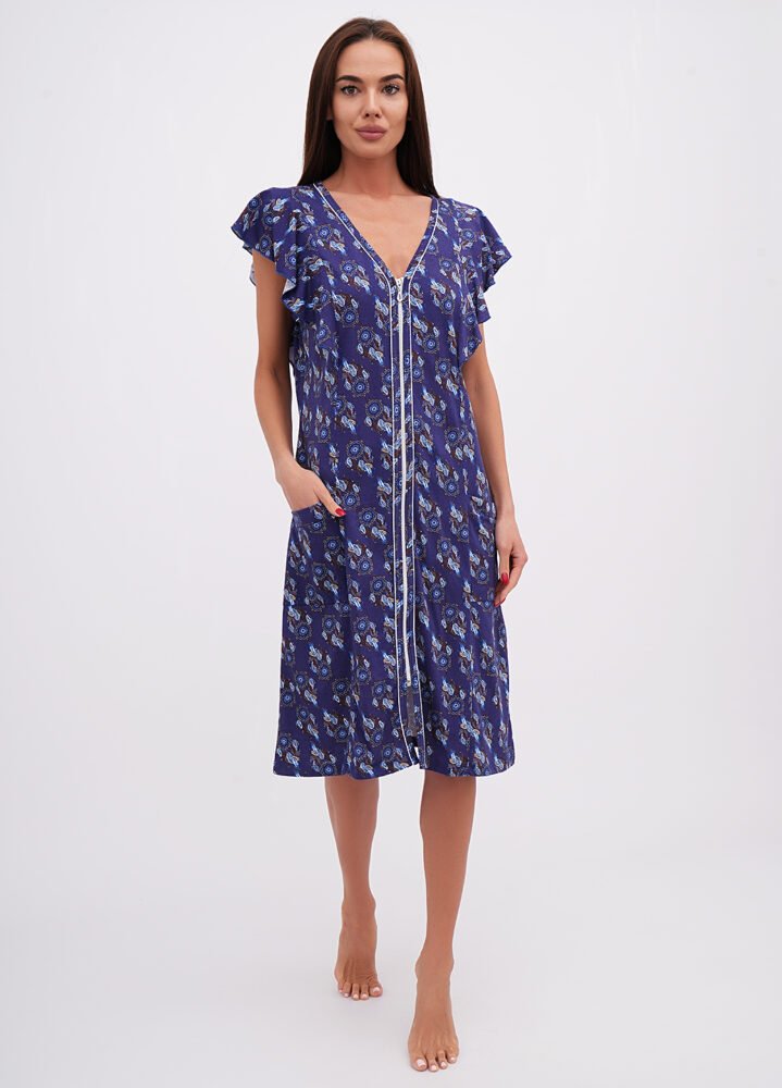 DSC06273 Халат жіночий 030120005_синій - Зображення 1