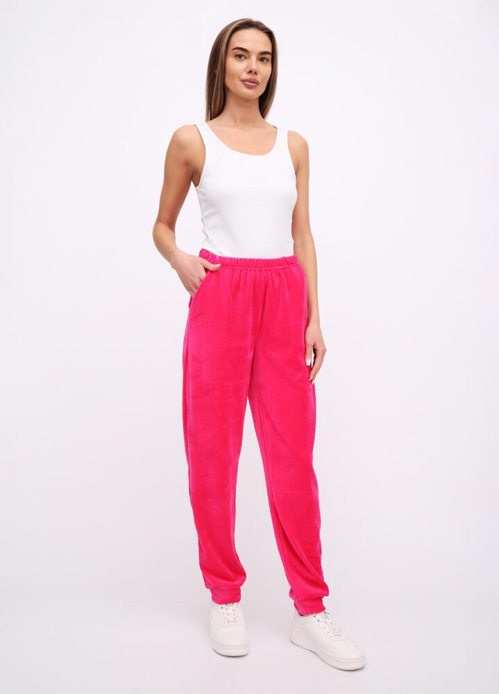 0046 Штани жіночі велюрові 190724903_фуксія - Зображення 1