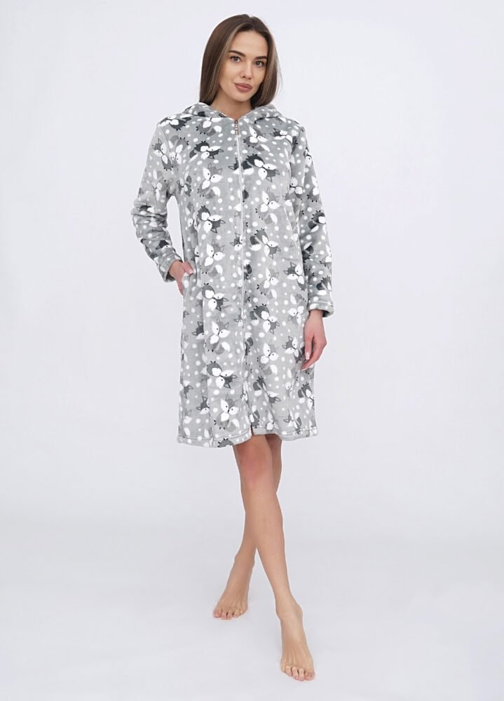01747 Халат жіночий 030950154_сірий - Зображення 1