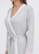 Халат жіночий 030440177_світло-сірий - Зображення 3