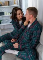 Парний комплект теплих піжам 010254137к_червоно-зелений - Зображення 3