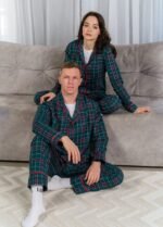 Парний комплект теплих піжам 010254137к_червоно-зелений - Зображення 2